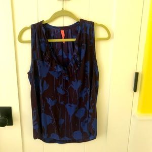 Silk V-neck floral blouse